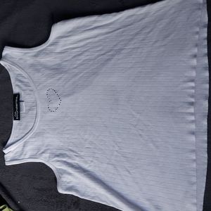 Rhinstone Heart White Tank Top